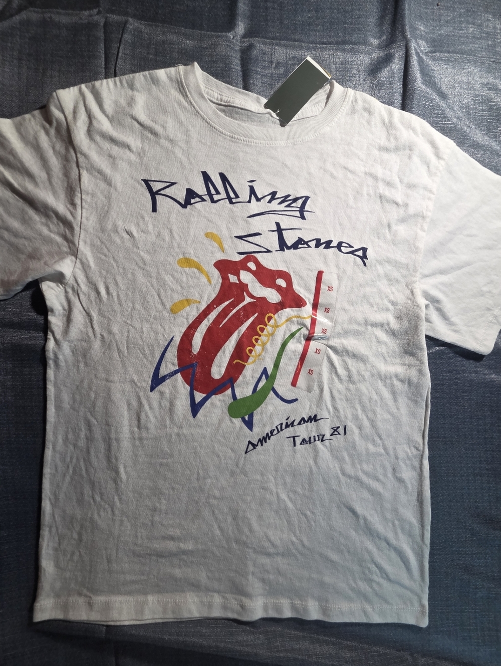 the Rolling Stones White Graphic Crewneck Tee